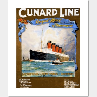 Cunard Line Royal Mail Steamers - Vintage Travel Poster Design Posters and Art